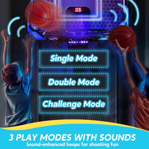 Basketball Hoop for Kids, Mini Indoor Basketball Hoop with 4 Balls Indoor Basketball Toys for 6 -14 Year Old Sport Toys Gift, Blue