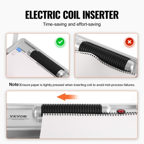 VEVOR Coil Spiral Binding Machine, Manual Book Maker with Electric Binding, 46-Holes Binding 500 Sheets Punch Binder, with 100pcs 5/16'' Coil Binding