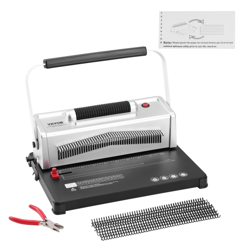 VEVOR Coil Spiral Binding Machine, Manual Book Maker with Electric Binding, 46-Holes Binding 500 Sheets Punch Binder, with 100pcs 5/16'' Coil Binding