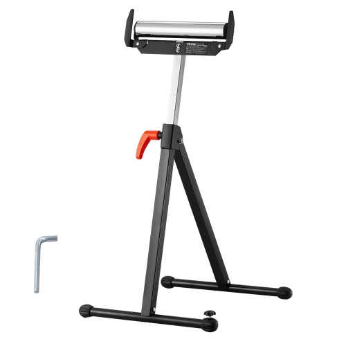VEVOR Roller Stand, 250lb Capacity, 27 in-43 in Adjustable Height, Folding Heavy Duty with Edge Guides & 11.5 in Polished Steel Roller Head, for