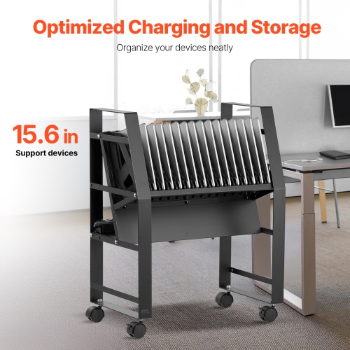 VEVOR 16 Device Mobile Open Charging Station, Charging Cart, Up to 15.6 in Screen Size, Office and Classroom Mobile Charging Cart, for Chromebook,