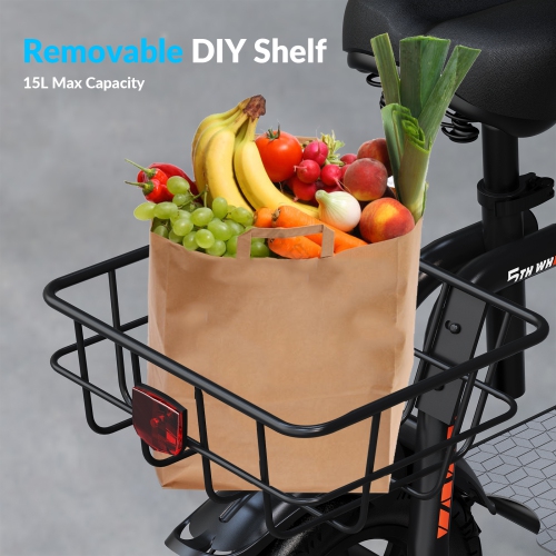 5TH WHEEL Electric Scooter with Basket, 19-21 Miles Range, 500W Motor, 12" Pneumatic Tires, 15.5 MPH, LED Light, Foldable Commuter E-Scooter