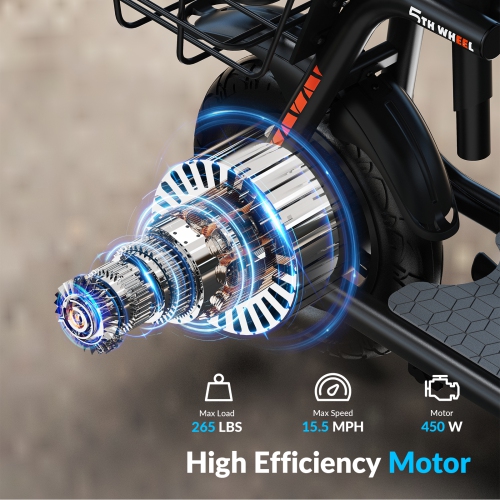 5TH WHEEL Electric Scooter with Basket, 19-21 Miles Range, 500W Motor, 12" Pneumatic Tires, 15.5 MPH, LED Light, Foldable Commuter E-Scooter