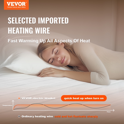 VEVOR 39 x 75 in Heated Mattress Pad, Electric Bed Warmer with 1-5 Heat Settings Control, 10-Hour Auto Shut Off, Machine-Wash Breathable Heating