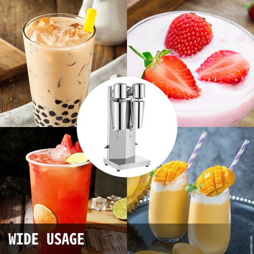 VEVOR Milkshake Maker Kit, Stainless Steel Electric Milkshake Maker, 180W Milkshake Machine, Double Head Classic Milkshake Maker with 800ml Cup,