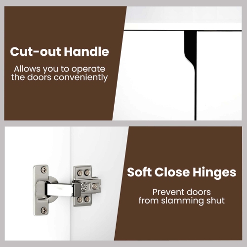 Costway Kitchen Sideboard Buffet with Adjustable Shelves 2 Doors Sturdy Metal Legs White