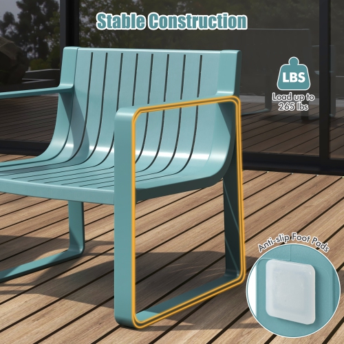 Costway Patio Chairs Set of 2/4 Weather-resistant Plastic Outdoor Armchairs Blue