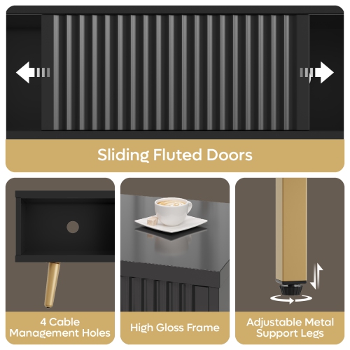 Bestier – Meuble pour téléviseur de 71&nbsp;po avec portes coulissantes, console multimédia moderne du milieu du siècle pour téléviseur de