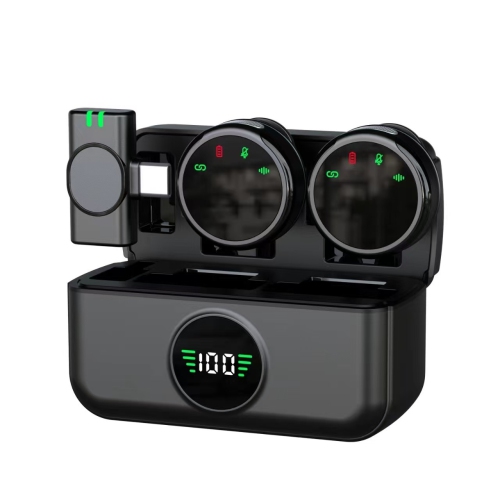 Professional Wireless Lavalier Microphone with Charging Case for iPhone 15 Android, Magnetic Clip-On Strong Noise Cancelling USB-C Microphone for