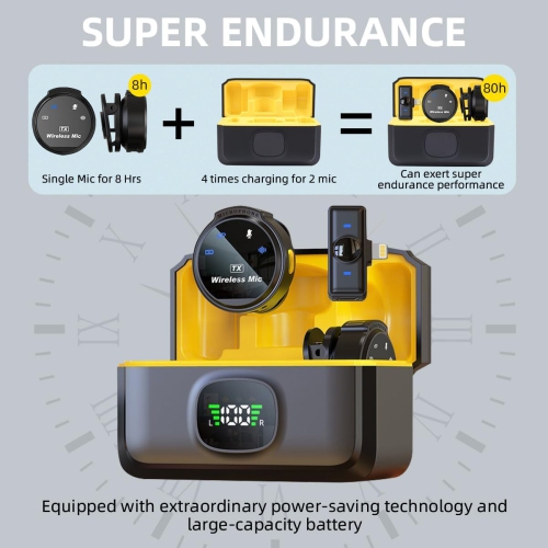 Professional Wireless Lavalier Microphone with Charging Case for iPhone 15 Android, Magnetic Clip-On Strong Noise Cancelling USB-C Microphone for