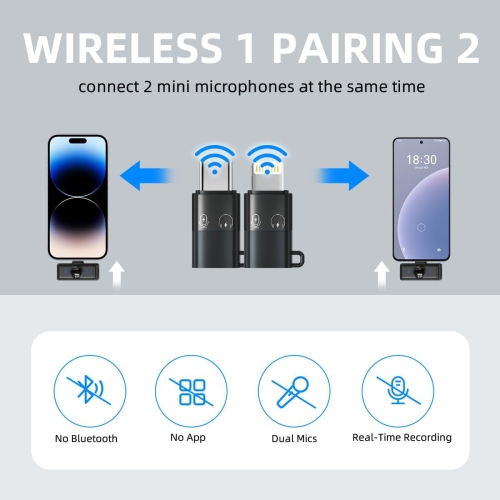 Professional Wireless Lavalier Microphone with Charging Case for iPhone 15 Android, Magnetic Clip-On Strong Noise Cancelling USB-C Microphone for