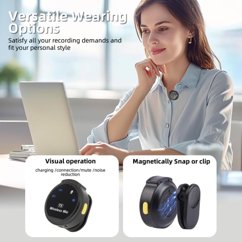 Professional Wireless Lavalier Microphone with Charging Case for iPhone 15 Android, Magnetic Clip-On Strong Noise Cancelling USB-C Microphone for