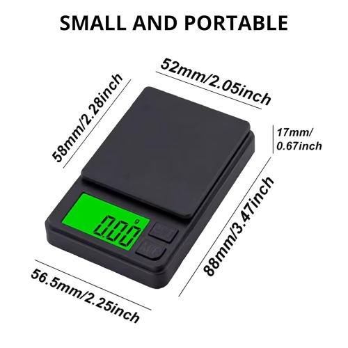 New Green Backlight Balance Pocket Scale, 500g Jewelry Scale 0.01 Carat Scale, Palm Electronic Scale, Kitchen Scale Digital Mini Scale, Black