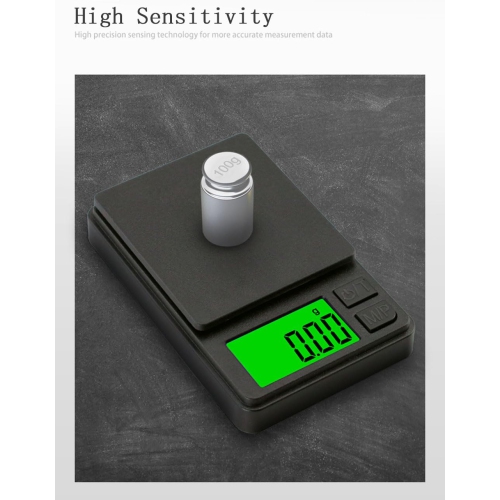 New Green Backlight Balance Pocket Scale, 500g Jewelry Scale 0.01 Carat Scale, Palm Electronic Scale, Kitchen Scale Digital Mini Scale, Black