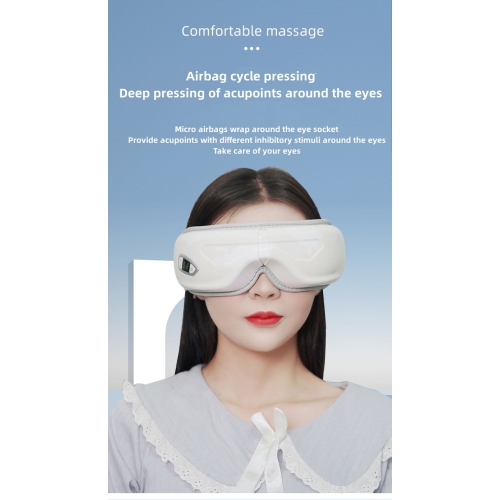 Eye massager, smart bluetooth eye protector, air pressure hot compress eye massager, massage glasses, portable, white