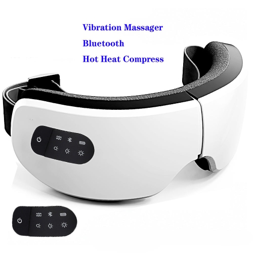 Smart Eye Massager, Rechargeable Voice, Hot Compress Eye Mask All-in-One Massager, Relieves Dry Eyes/Eye Fatigue, 4-Level Hot Compress + Bluetooth