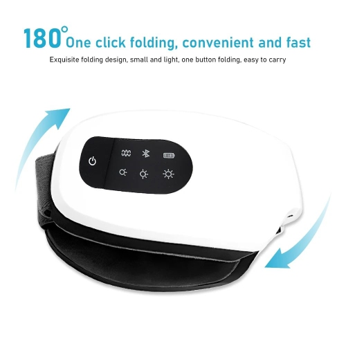 Smart Eye Massager, Rechargeable Voice, Hot Compress Eye Mask All-in-One Massager, Relieves Dry Eyes/Eye Fatigue, 4-Level Hot Compress + Bluetooth