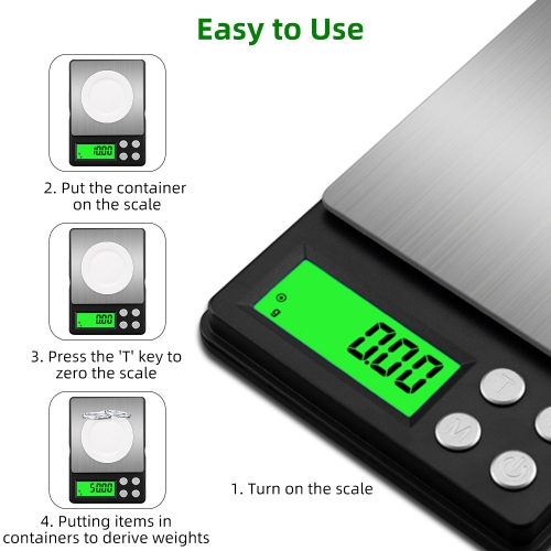 Precision electronic balance pocket scale, portable small gram jewelry scale, 0.01 carat weight electronic scale, 500g, black