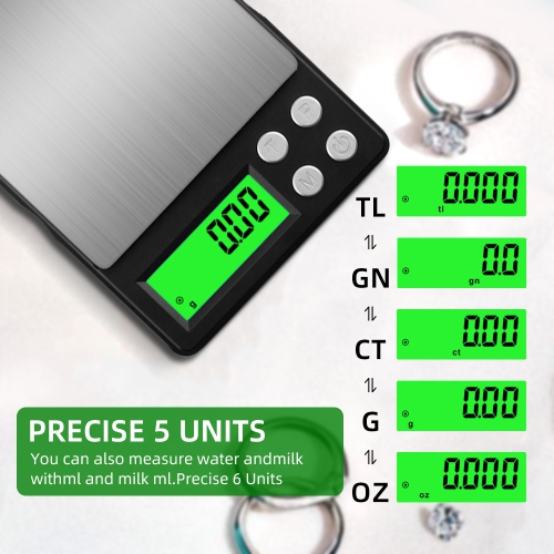 Precision electronic balance pocket scale, portable small gram jewelry scale, 0.01 carat weight electronic scale, 500g, black