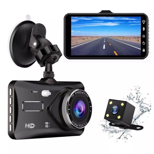 4-inch touch screen driving recorder 1080p HD dual lens car front and rear dual recording reversing touch screen driving recorder 170° wide angle