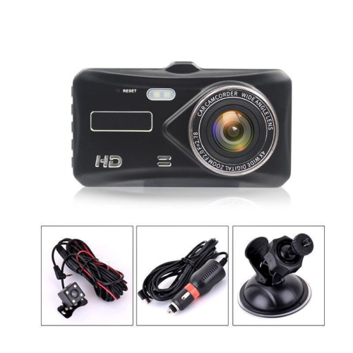 4-inch touch screen driving recorder 1080p HD dual lens car front and rear dual recording reversing touch screen driving recorder 170° wide angle