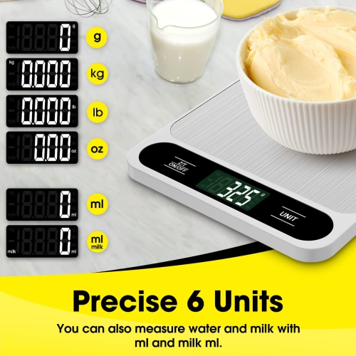 Household electronic scale, 5kg food scale, accurate gram weight scale, portable baking small electronic scale, easy to clean stainless steel, black