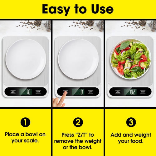 Household electronic scale, 5kg food scale, accurate gram weight scale, portable baking small electronic scale, easy to clean stainless steel, black