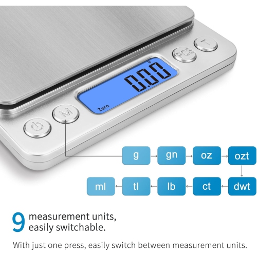 High Precision Jewelry Scale Mini Electronic Pocket Scale, Portable Home Kitchen Scale, 0.1g Food Scale Accurate, 500g, with Backlit LCD Display,