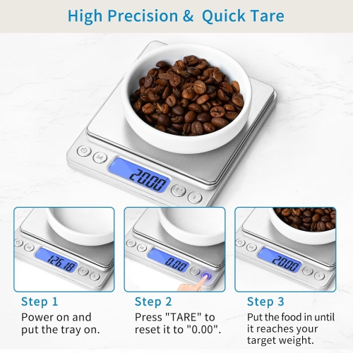 High Precision Jewelry Scale Mini Electronic Pocket Scale, Portable Home Kitchen Scale, 0.1g Food Scale Accurate, 500g, with Backlit LCD Display,