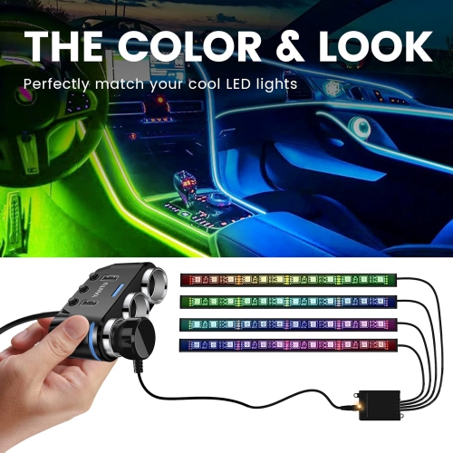 Dual USB Fast Charging Socket 12V Car Charger 1 to 3 Cigarette Lighter High Power Phone Fast Charging 1 to 2 Car Charger Adapter with 150W 3 Outlets