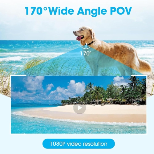 1080P Cat Camera Collar, HD 1080P Video Mini Collar with SD Card, Wireless Action Camera for Cats and Dogs, Outdoor/Indoor Dog Tracker, White