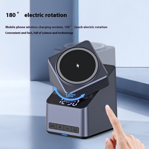 4-in-1 mobile phone wireless charger 180 degree touch rotation adjustment wireless charger with stand 15W magnetic wireless charger USB 2.0 interface