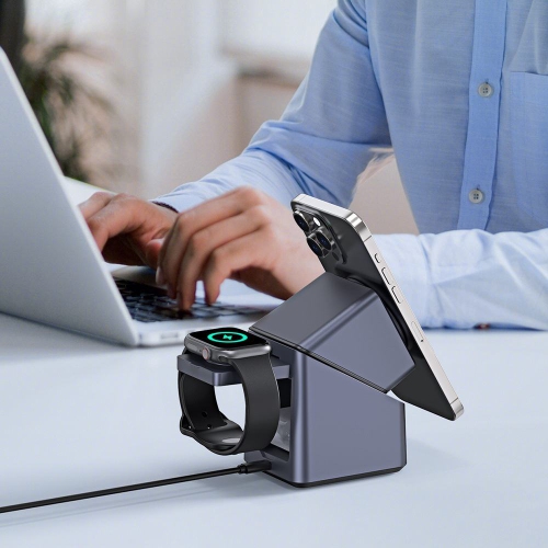 4-in-1 mobile phone wireless charger 180 degree touch rotation adjustment wireless charger with stand 15W magnetic wireless charger USB 2.0 interface