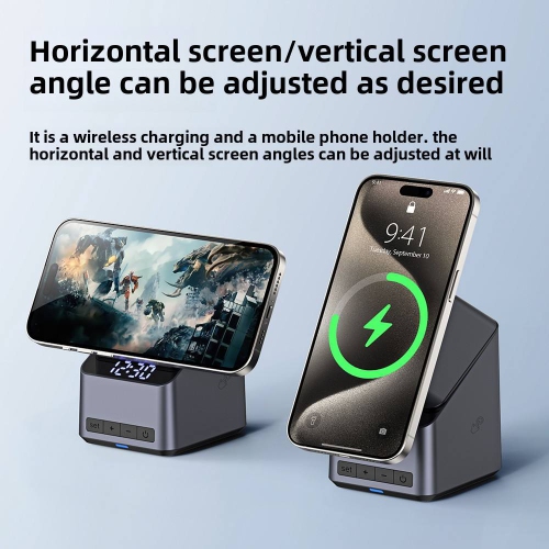 4-in-1 mobile phone wireless charger 180 degree touch rotation adjustment wireless charger with stand 15W magnetic wireless charger USB 2.0 interface