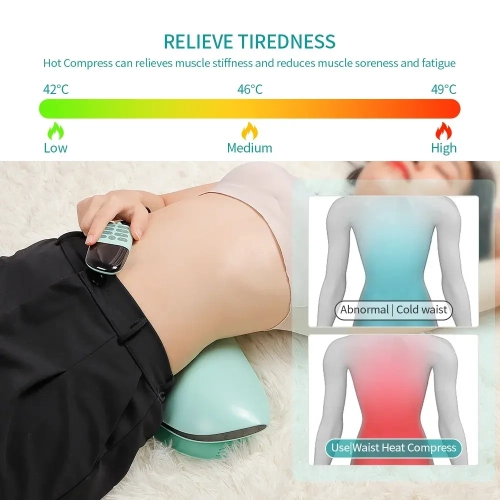 Lumbar massager for home use, lumbar spine soothing massager, electric hot compress lumbar massager, infrared vibration therapy lumbar massager, green