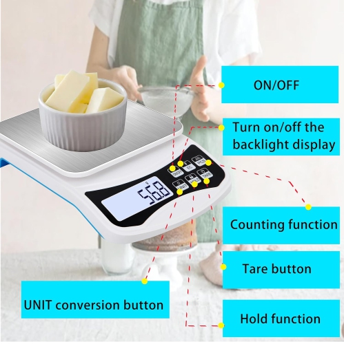 Electronic Scale Household Kitchen Scale Food Baking Weighing Scale Suitable for Weight Loss Baking Cooking Meal Preparation Small Scale White -