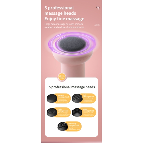 Body massager, wireless charging fat pushing machine, portable neck waist shoulder kneading, handheld cellulite massage hammer, pink