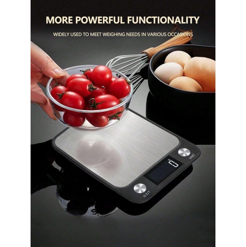 Electronic food baking scale, 15kg electronic scale, stainless steel household kitchen scale, baking scale for accurate weight measurement, black