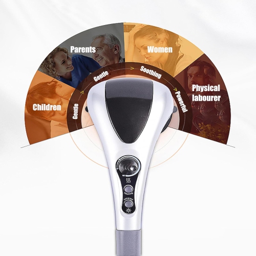 Double-head massage stick, electric percussion massage hammer, handheld cervical massager, double-head deep tissue massager with heat, suitable for