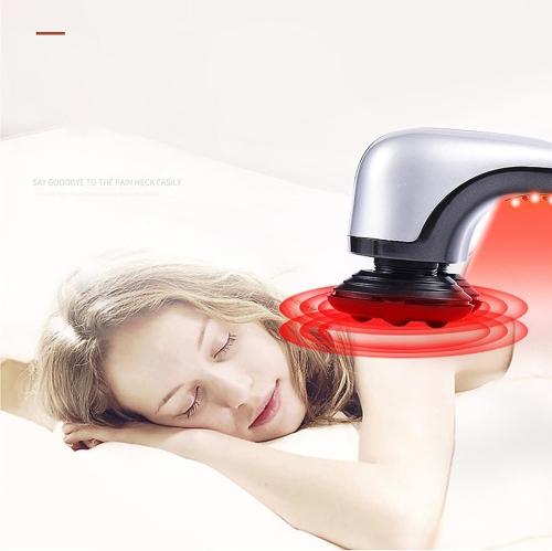 Double-head massage stick, electric percussion massage hammer, handheld cervical massager, double-head deep tissue massager with heat, suitable for