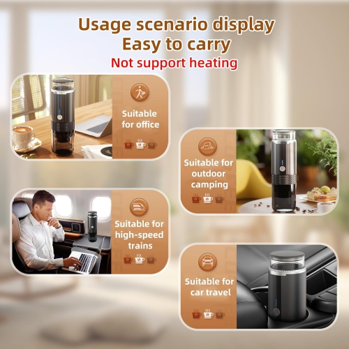 Wireless electric American KCUP capsule coffee machine, portable coffee machine for home use, outdoor coffee cupEnglish packaging, black with silver