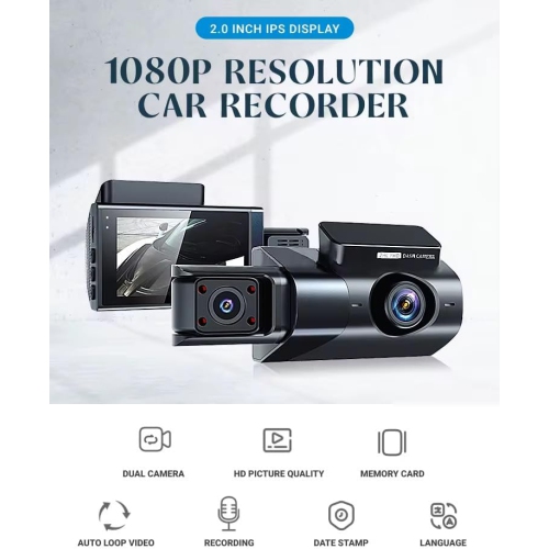 3-Channel Car DVR - 1080P HD, Front Camera, 170° Wide Angle, G-Sensor, 3-inch HD Night Vision Car DVR with WiFi, Triple Lens, Three Recording Modes,