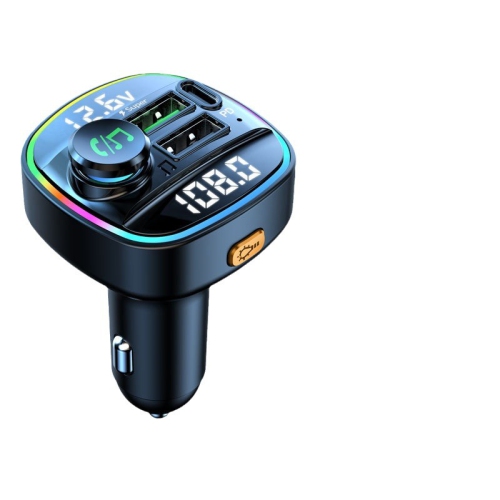 Car Bluetooth FM Transmitter, Hands-free Calling, Dual Screen Display, QC3.0 and USB-C PD 20W Fast Charger and 7 Colors LED Backlight Car Radio