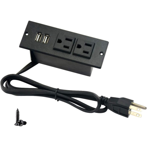 American standard USB horizontal plug cabinet power embedded USB socket 1.5M with 2 sockets 2USB 2.1A plug-in installation built-in desktop sofa