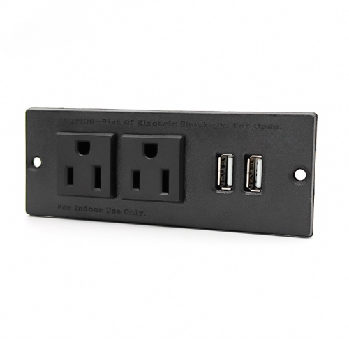 American standard USB horizontal plug cabinet power embedded USB socket 1.5M with 2 sockets 2USB 2.1A plug-in installation built-in desktop sofa