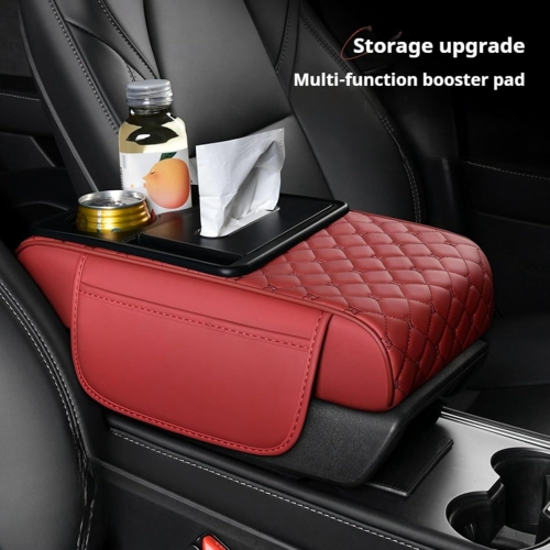 5 in 1 center console cover cloth storage bag car armrest cover pad with cup holder storage bag tissue box armrest box heightened pad car water cup