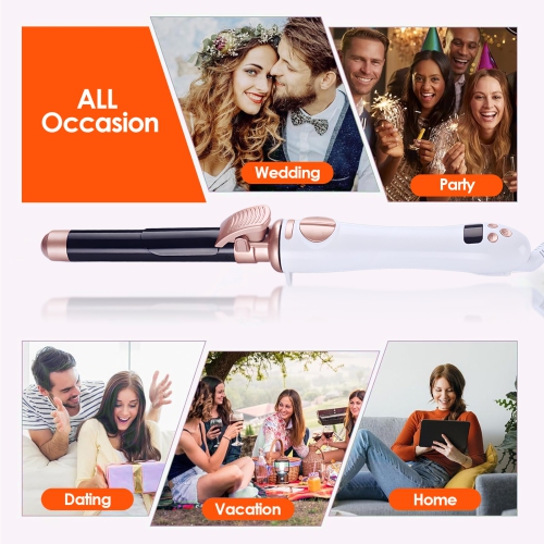 Curling Iron Upgrade Version Ceramic Barrels Hair Curler, Quick Heating Temperature Adjustable Curling Iron for Long or Short Hair Styling(White 25mm)