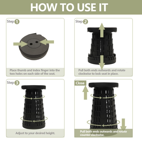 Tabouret pliant de voyage, léger, robuste, réglable, tabouret portatif Convient au camping extérieur, voyage