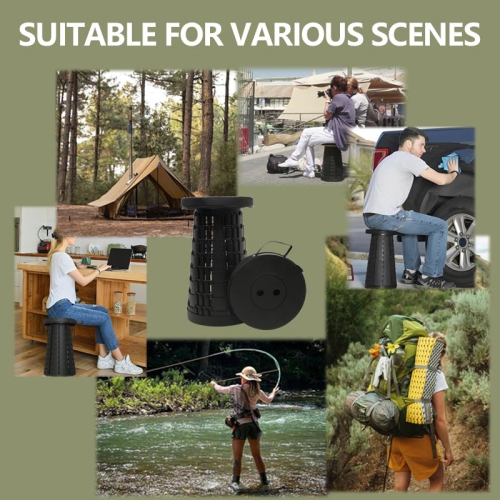 Tabouret pliant de voyage, léger, robuste, réglable, tabouret portatif Convient au camping extérieur, voyage