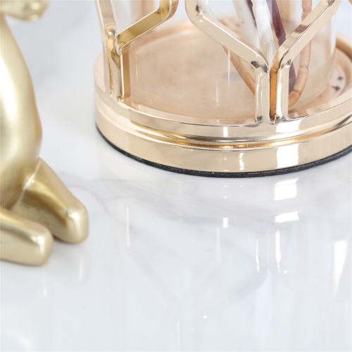 Marble End Table Modern Luxury Sofa Side Table Nightstand with Geometric Frame and Sintered Stone Marble Tabletop, Accent Bedside Table Sofa Table